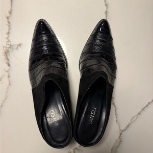VanEli black leather mule